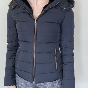 Zara Navy Blue Puffer Jacket